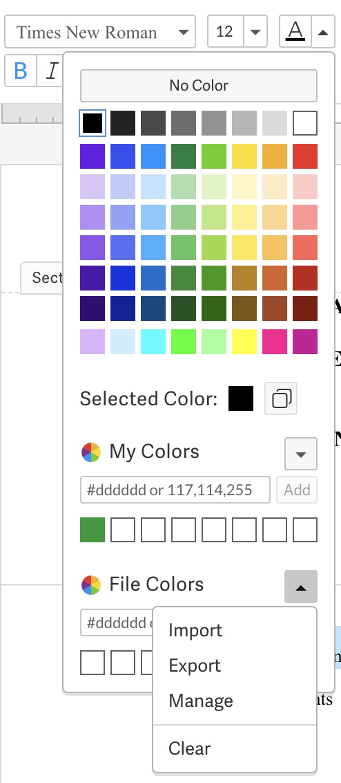 File Colors options