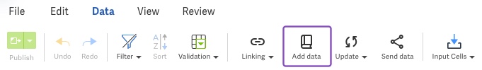 Access data toolbar to add connection