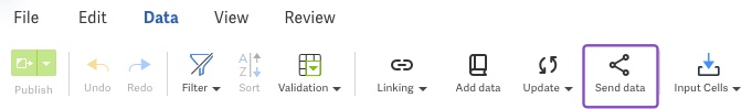 Send data for outgoing connection within data toolbar