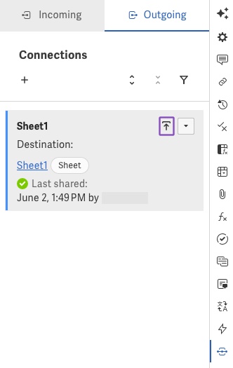 Share updates for outgoing data through panel