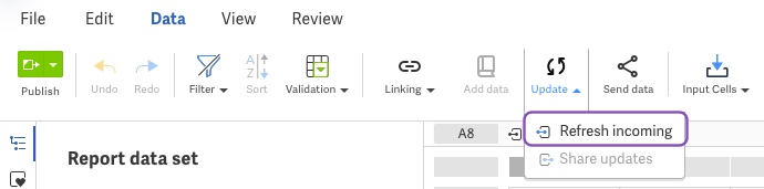 Refresh incoming data