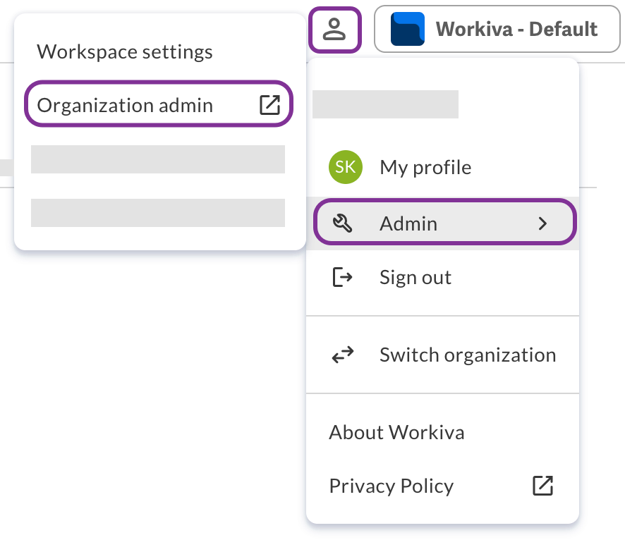 org admin option