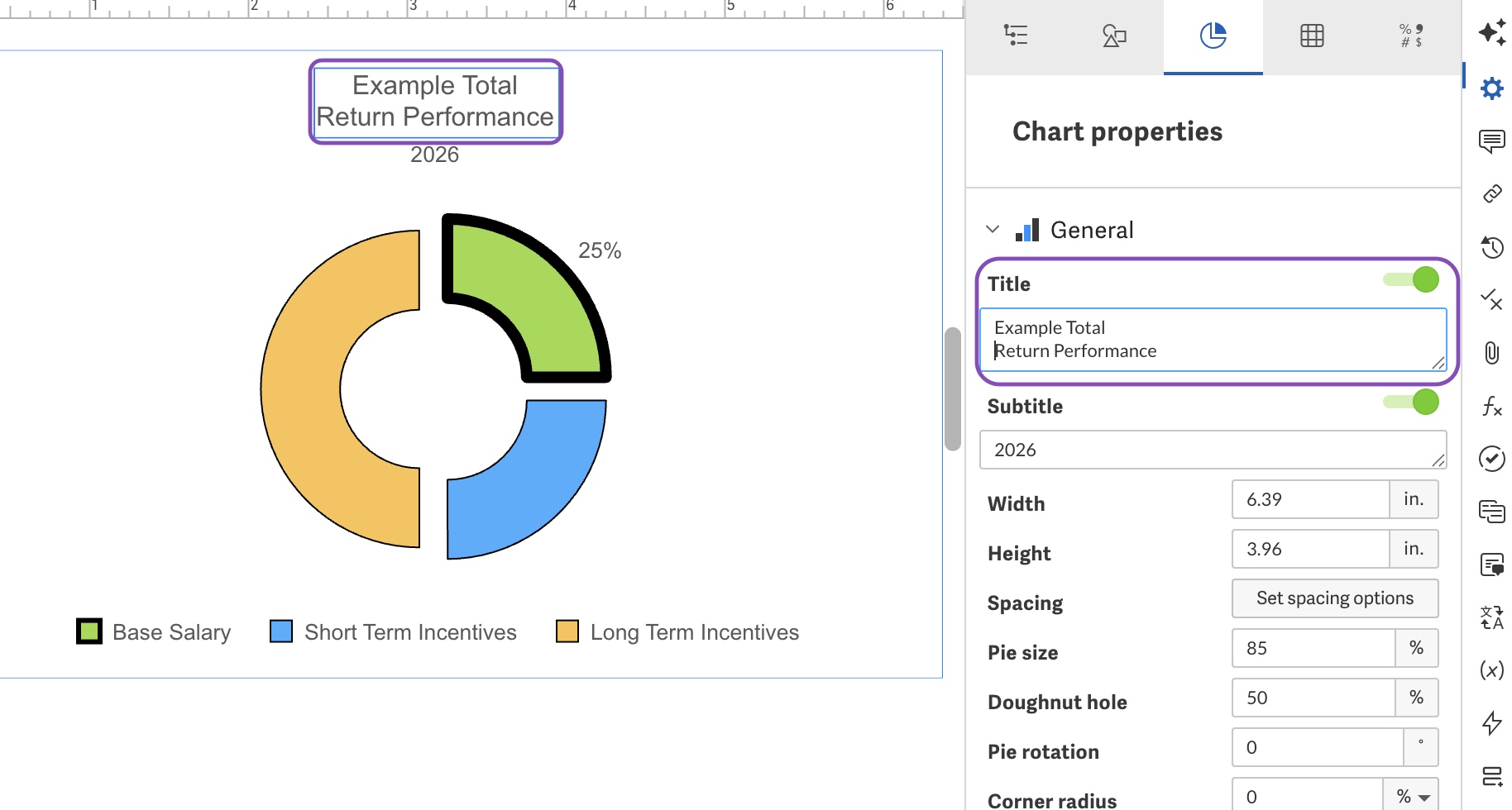Chart title with break