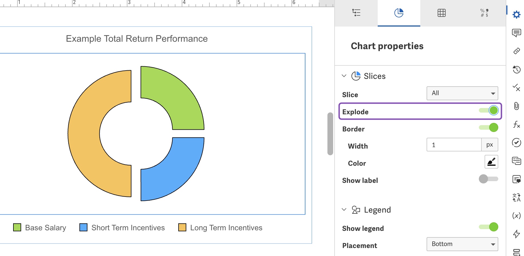 Explode doughnut chart