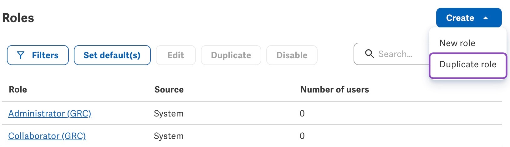 Start duplicating a role
