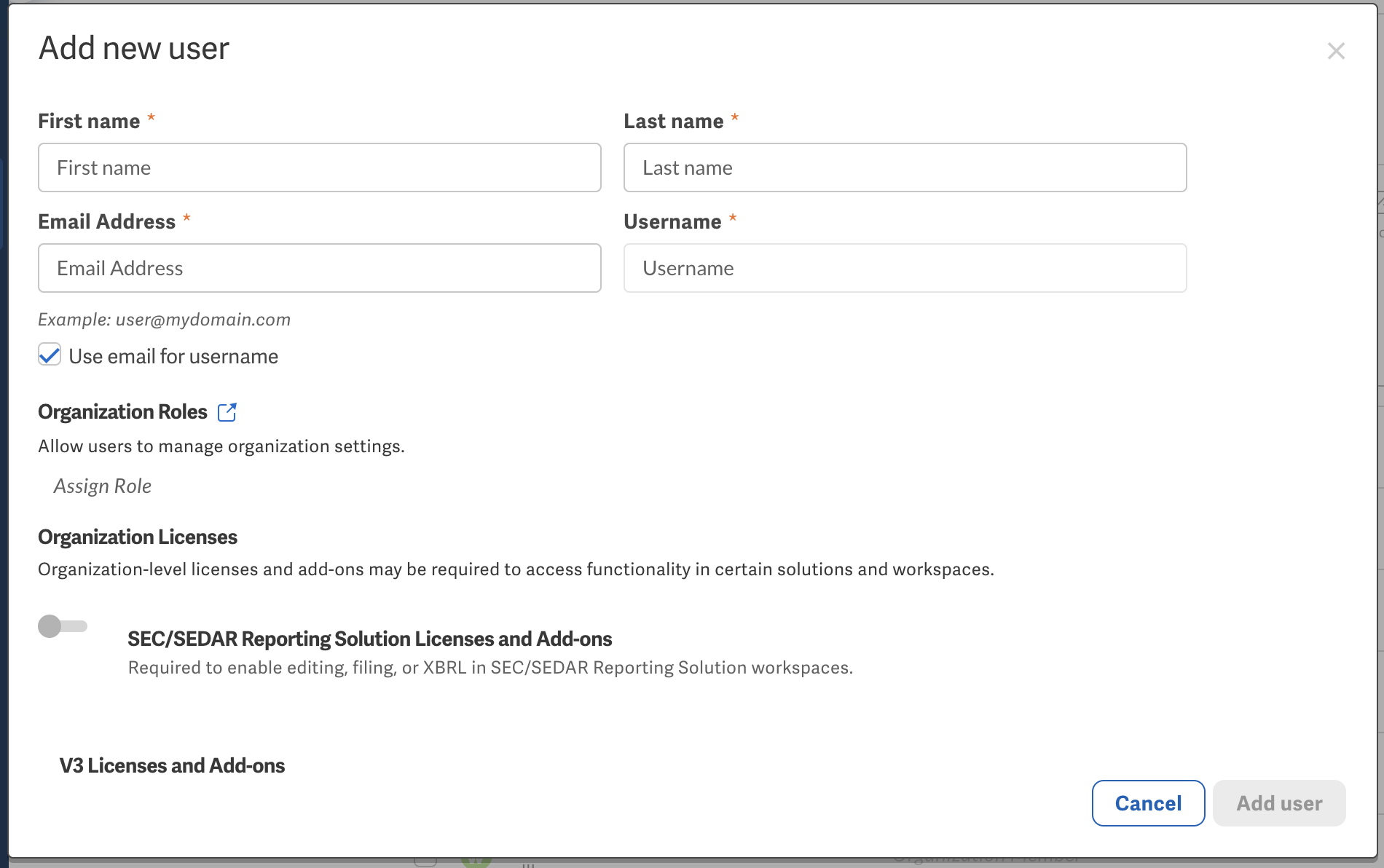 Add new user's information