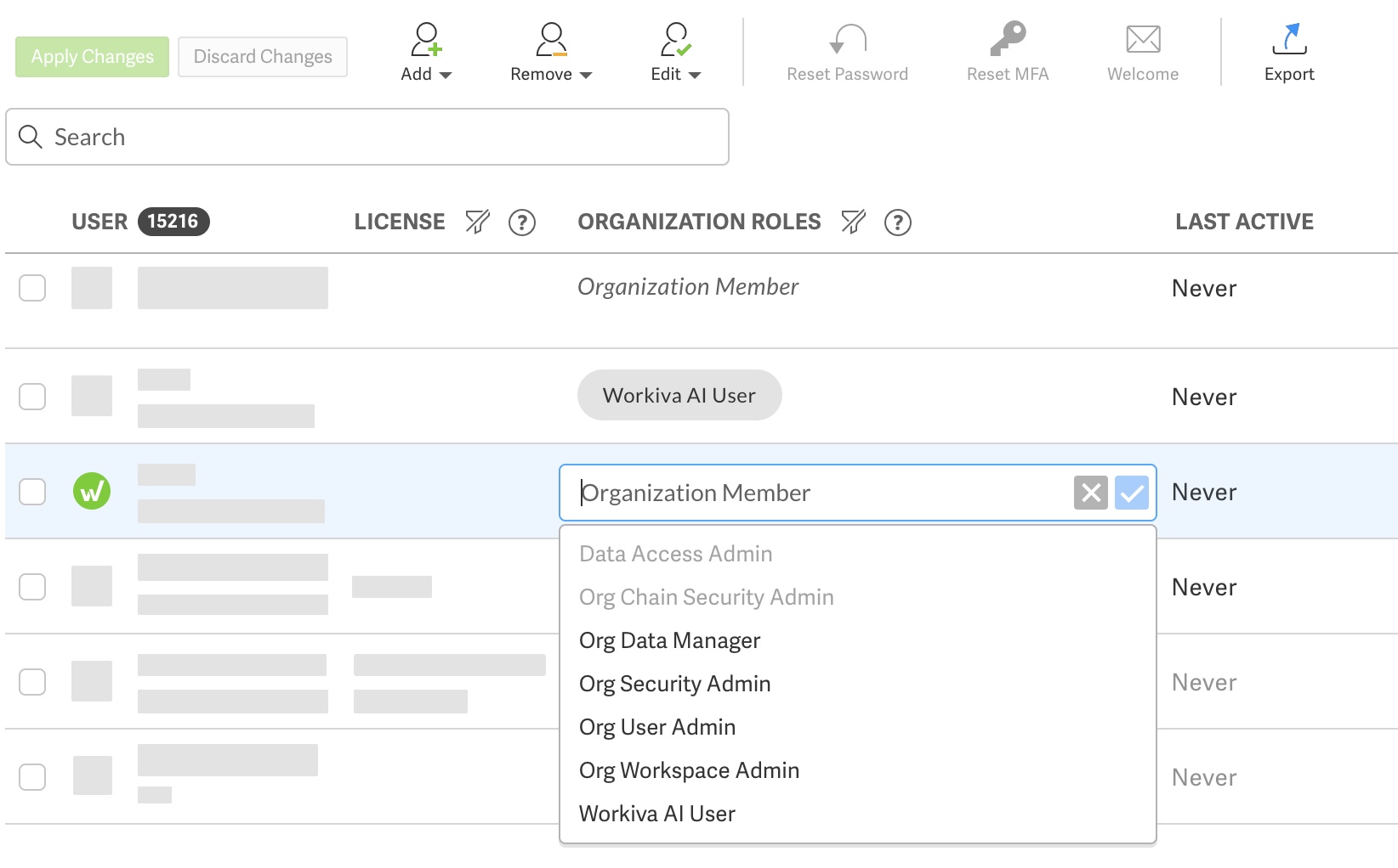 Edit role for a user