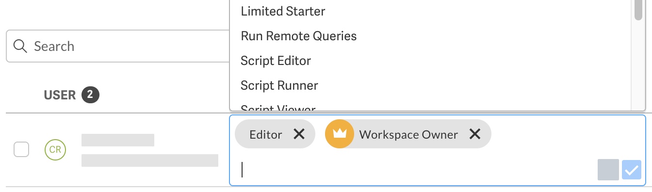Edit roles for a user