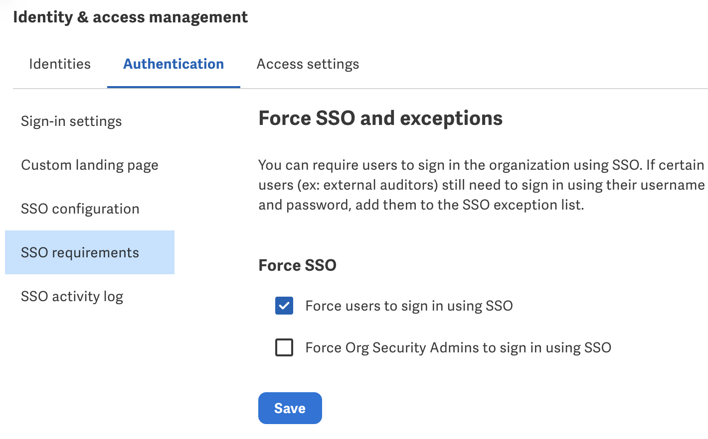 Force SSO to users option