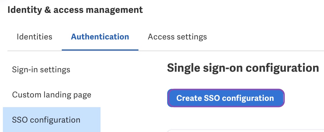 Create SSO configuration