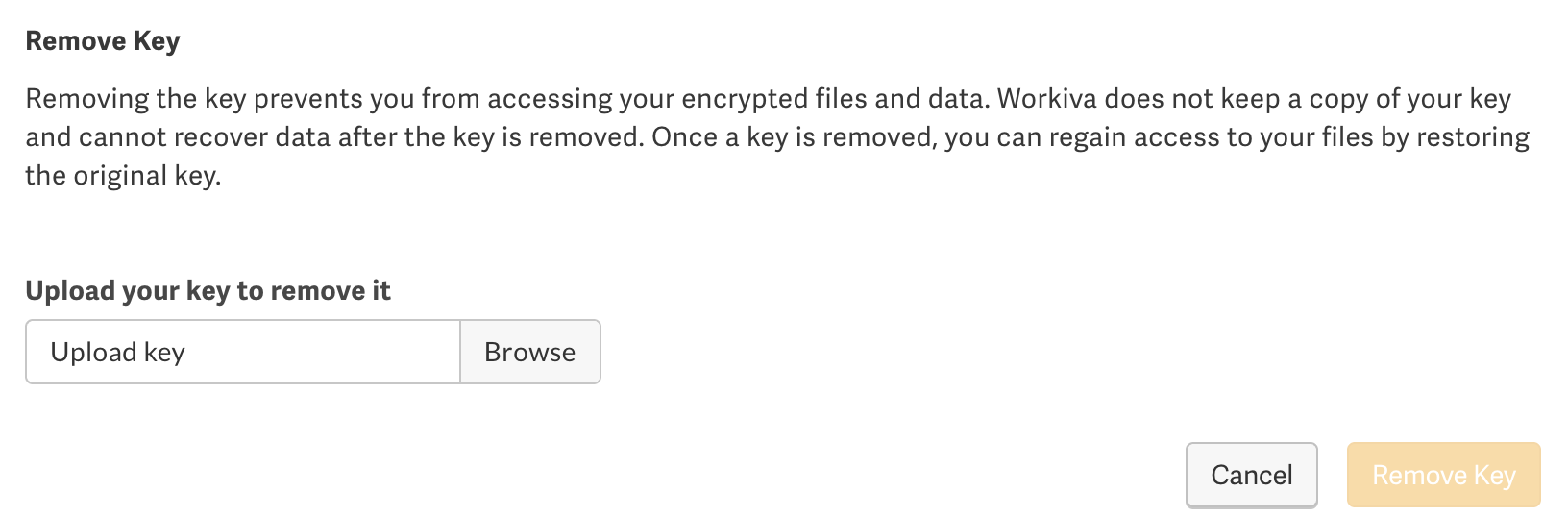 Remove or restore an encryption key – Support Center