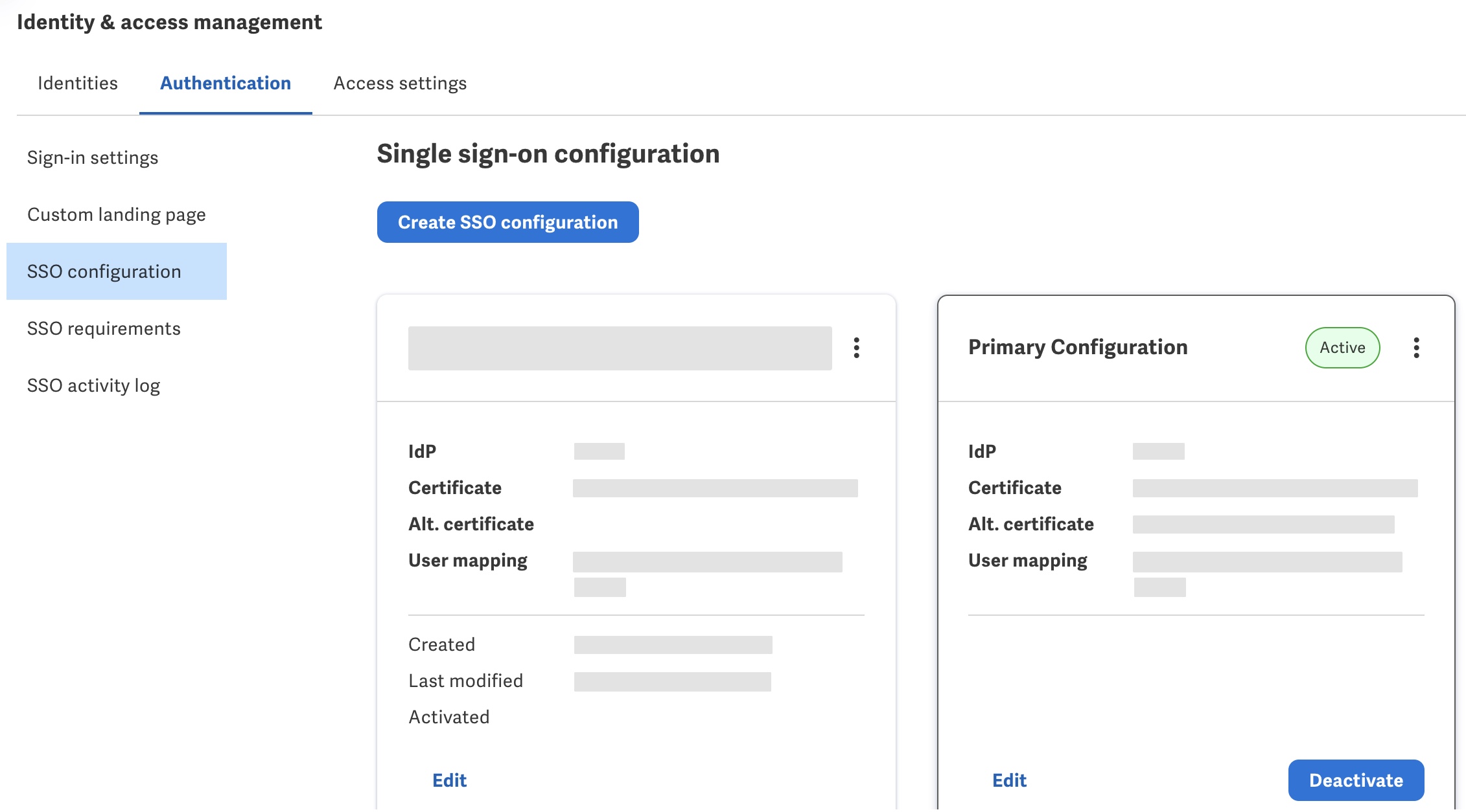 Existing SSO configuration