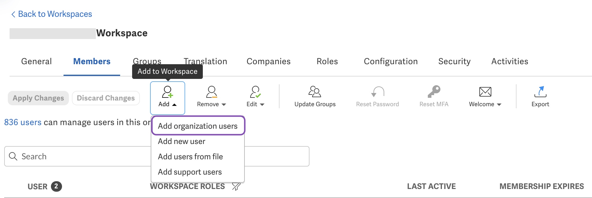 Add organization users
