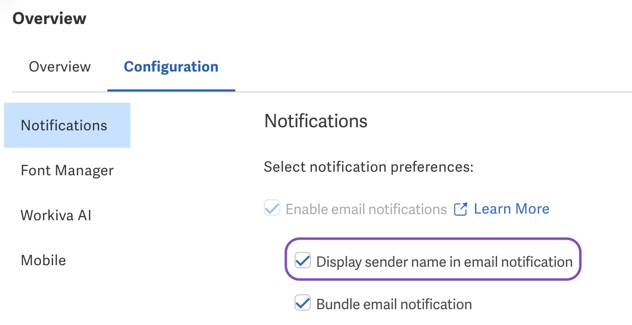 Display sender name