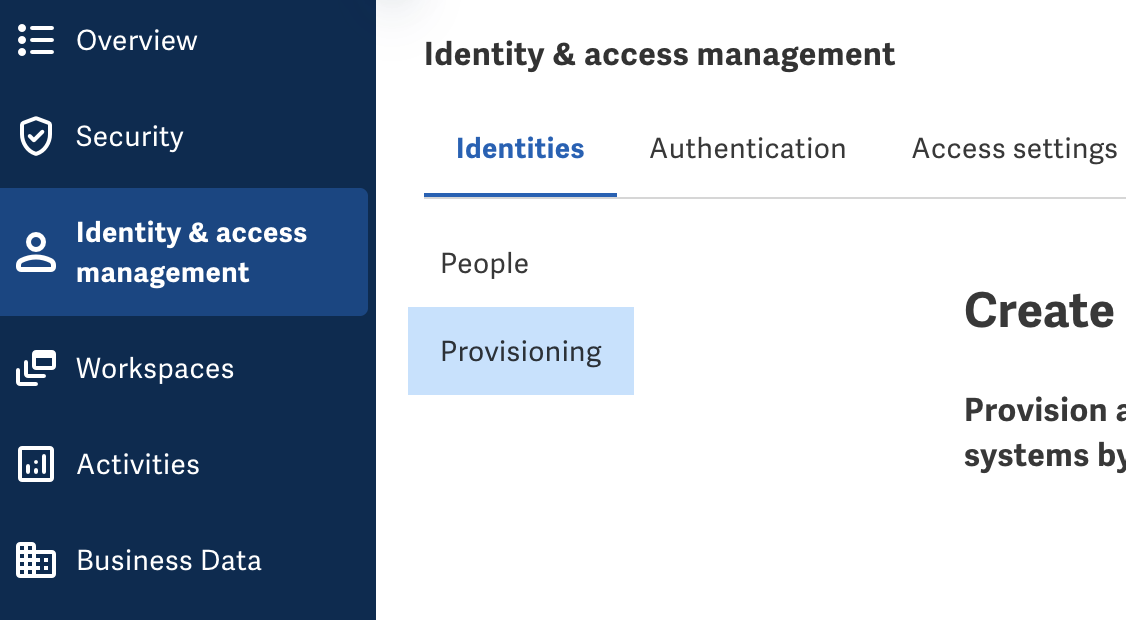 Provisioning page
