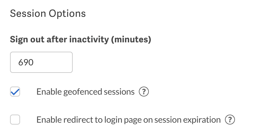 Session options section