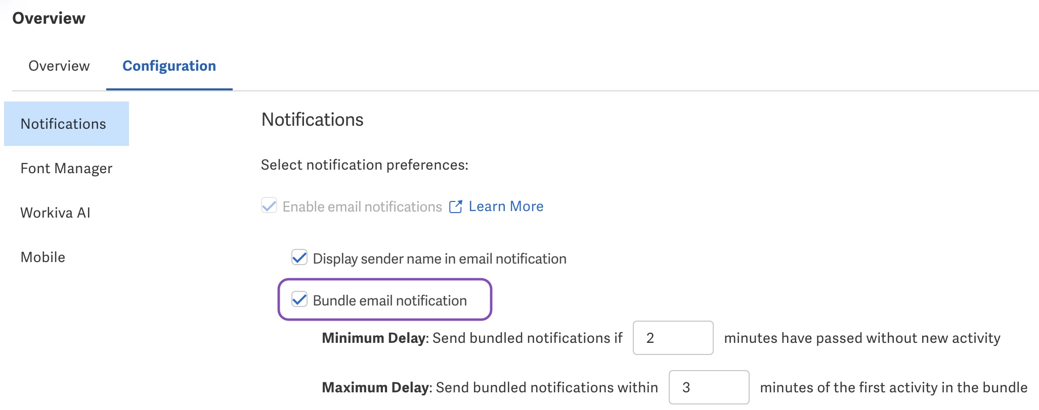 Bundle email notifcation