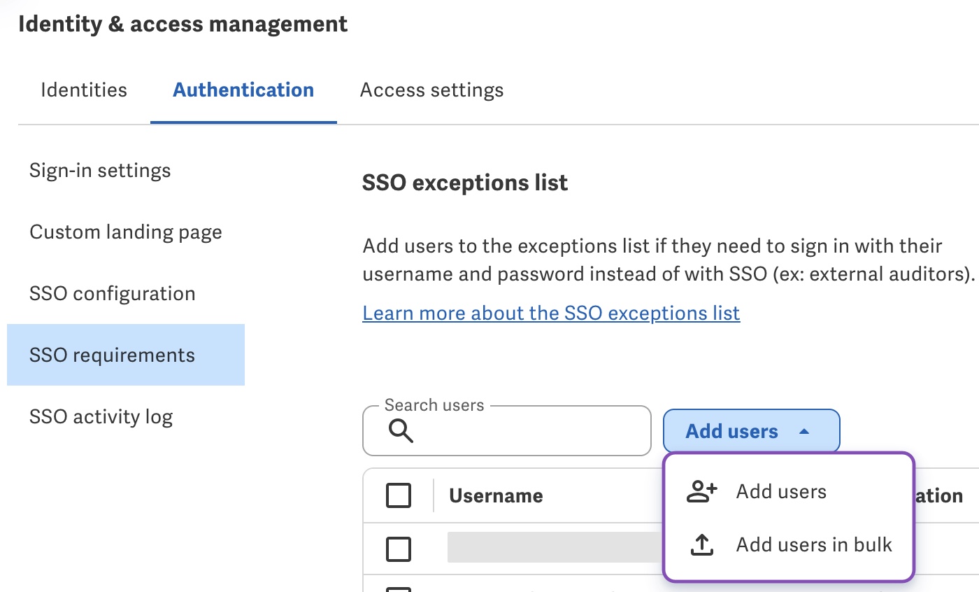 Add users SSO requirements