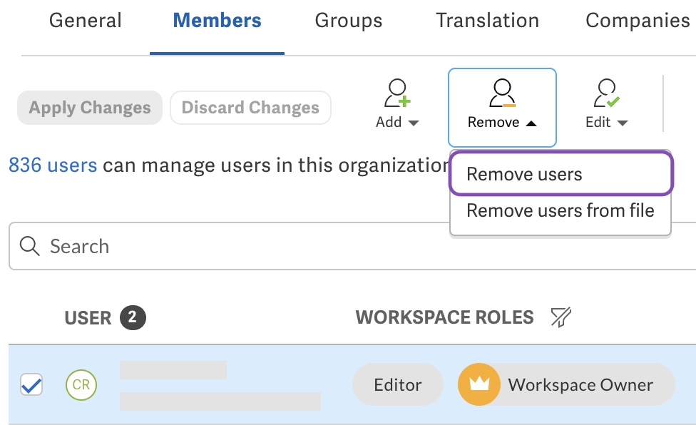 Remove users