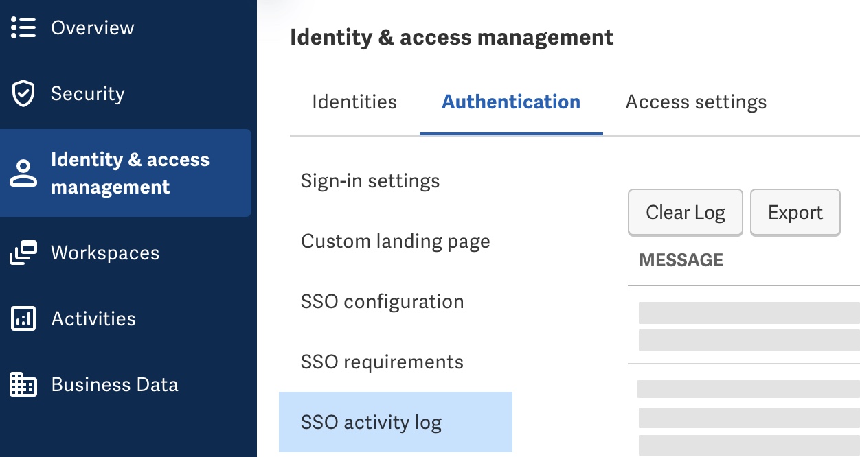 SSO activity log