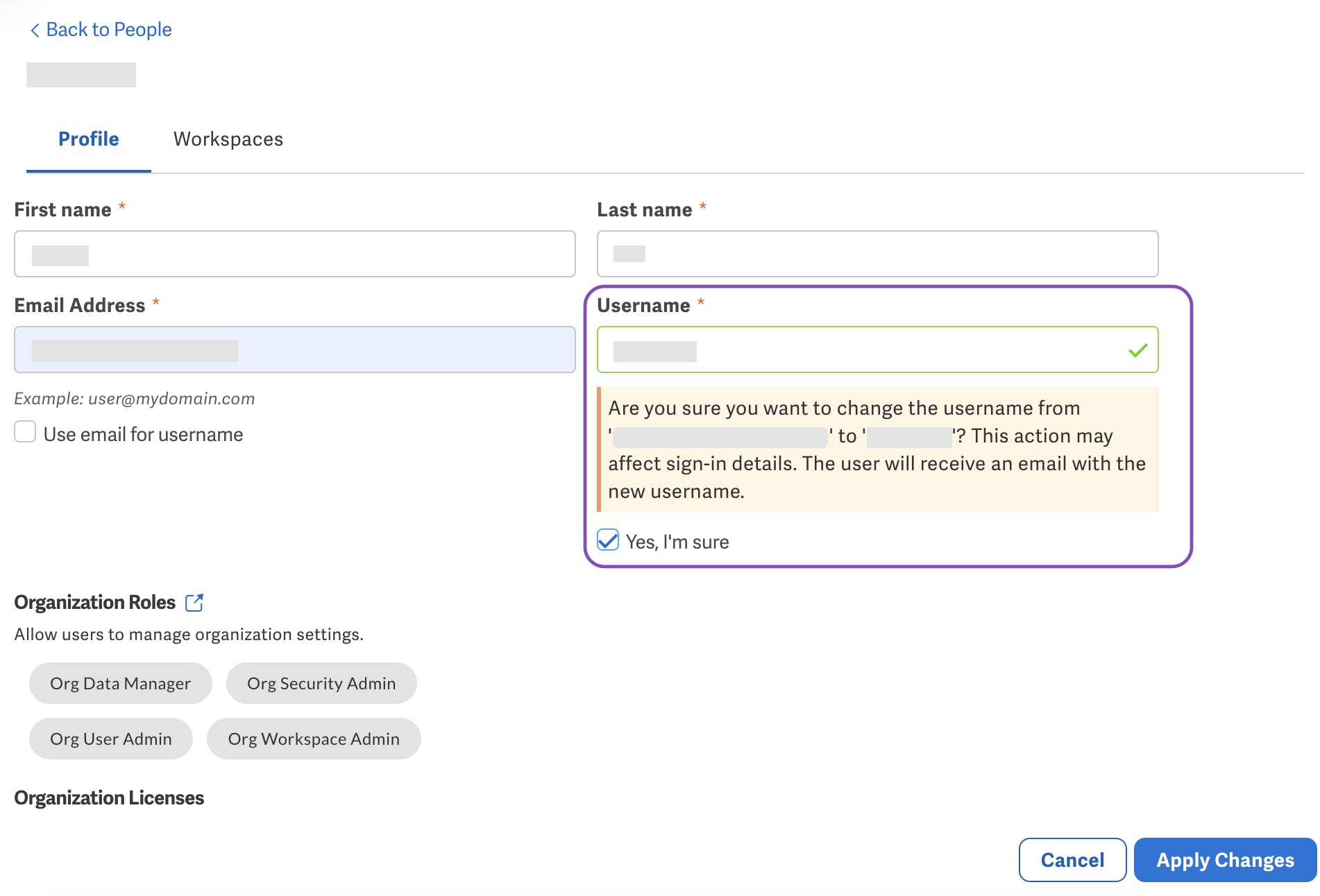 Change username