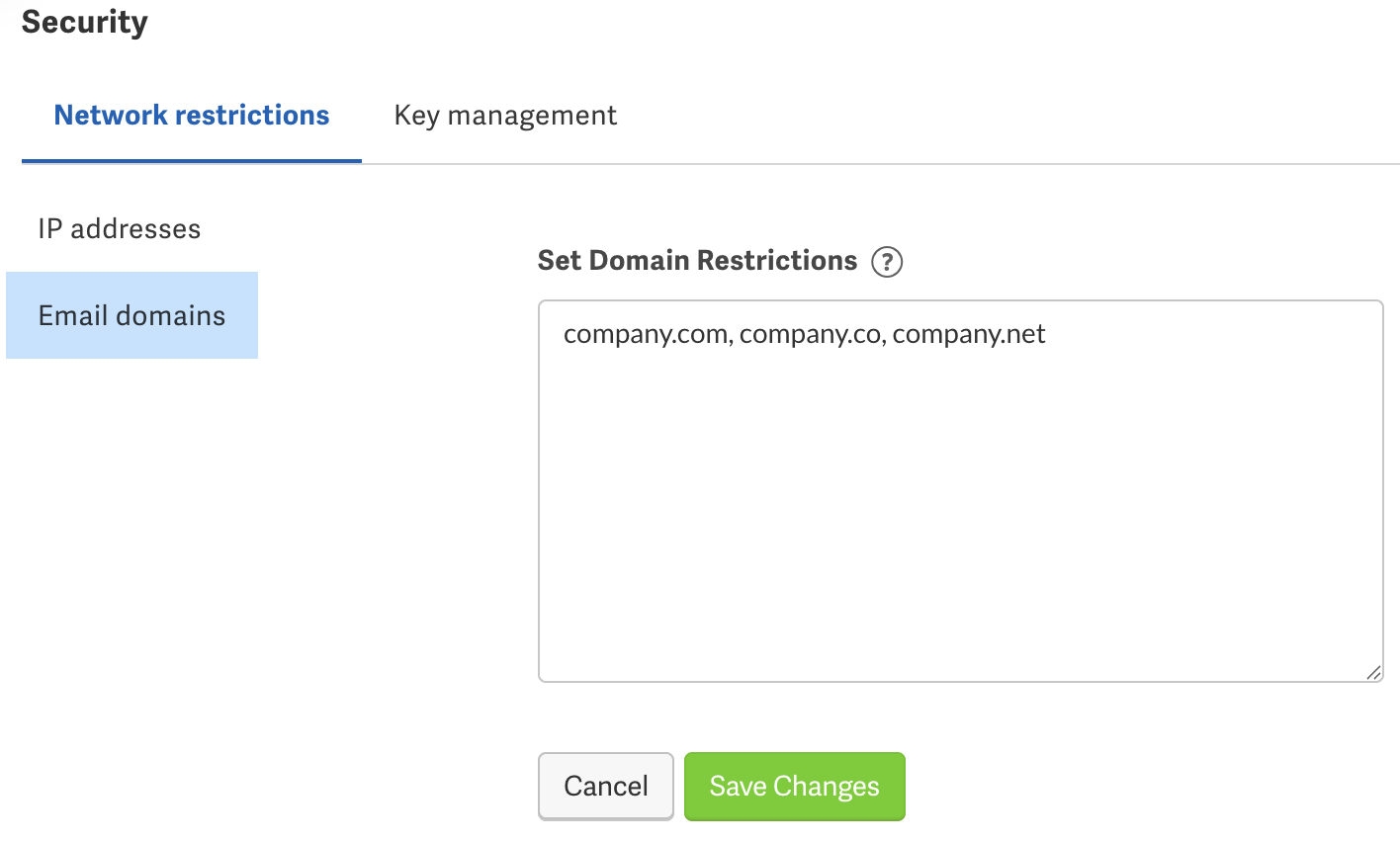 Set domain restrictions