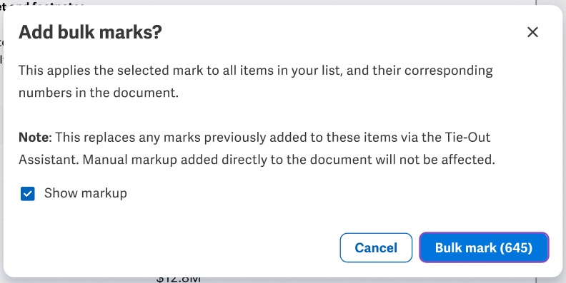 Confirm to add bulk mark