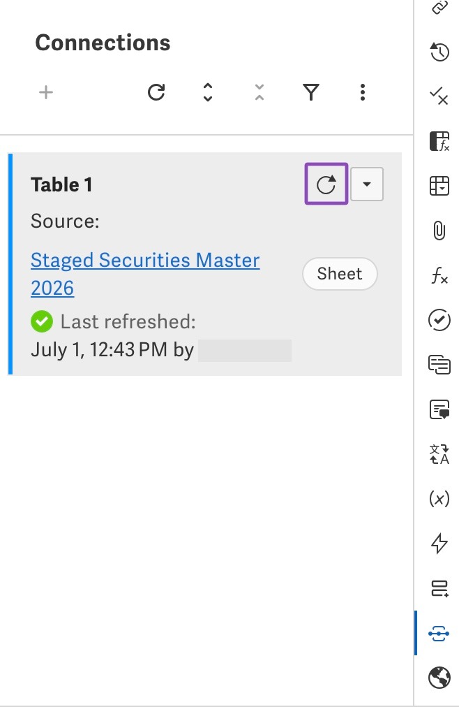 Connections panel refresh button