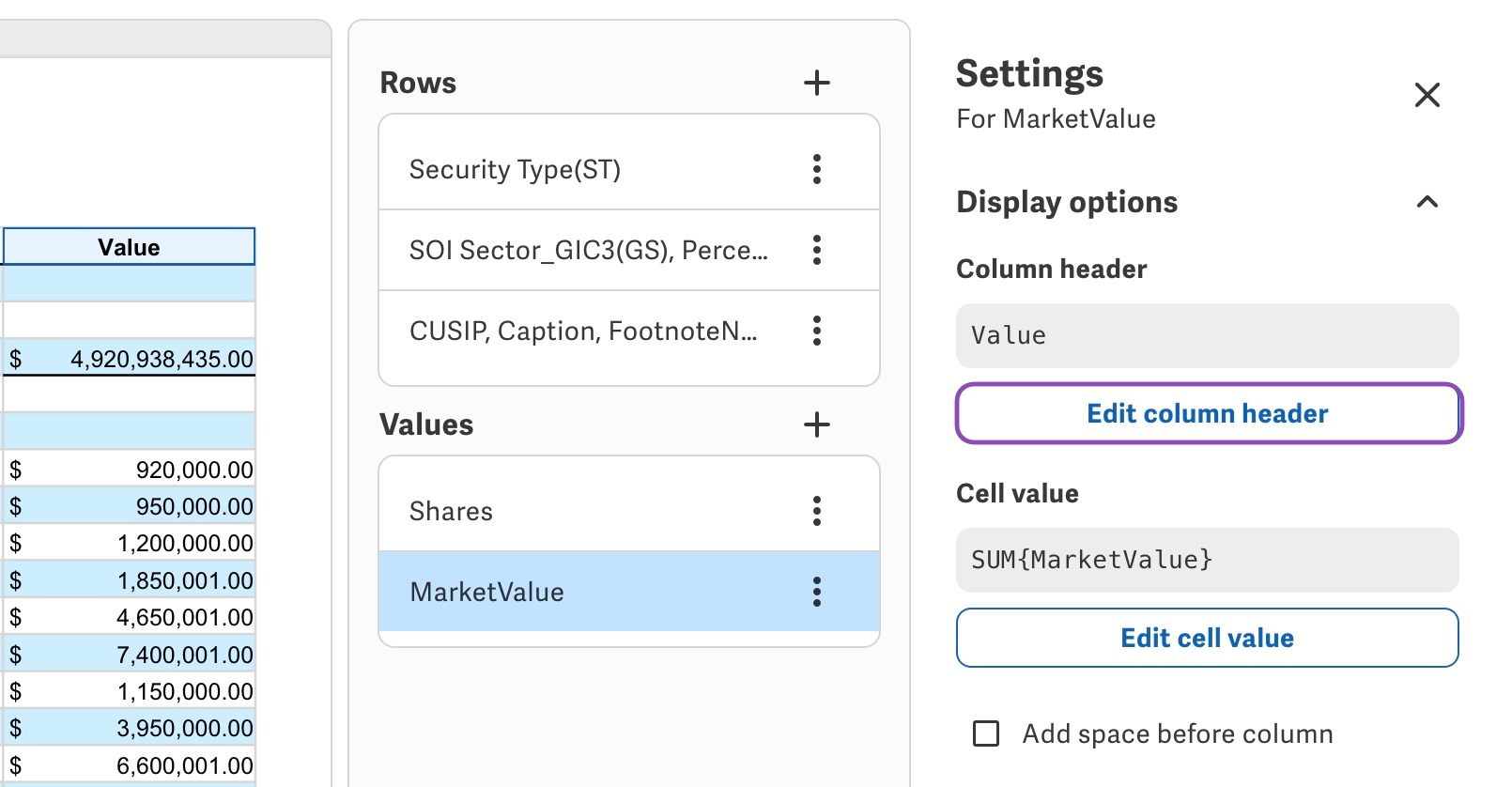 Edit column header button