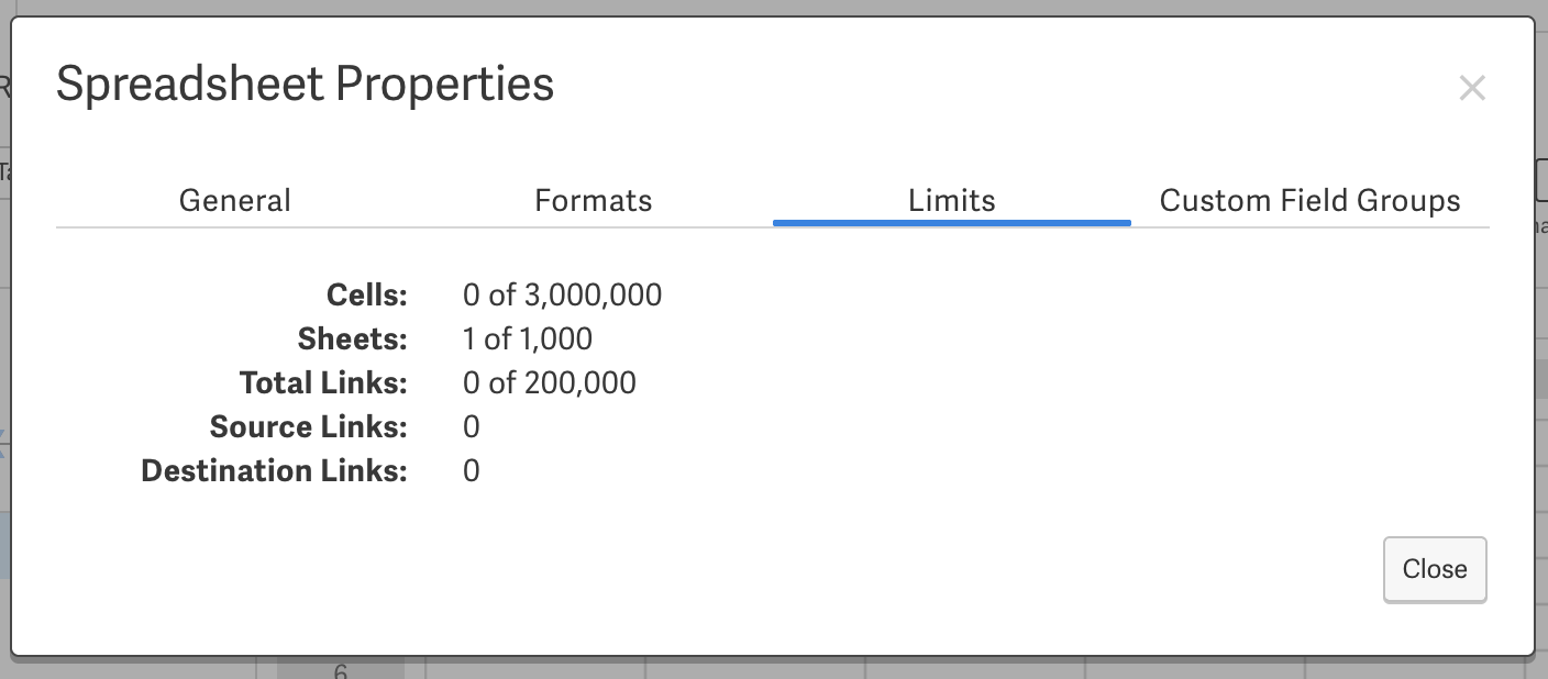 Limits in spreadsheets