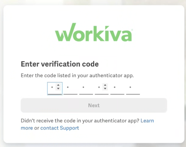 Enter verification code from authenticator