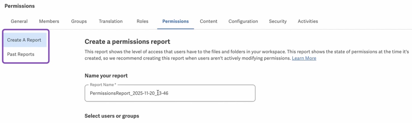 Permissions pages
