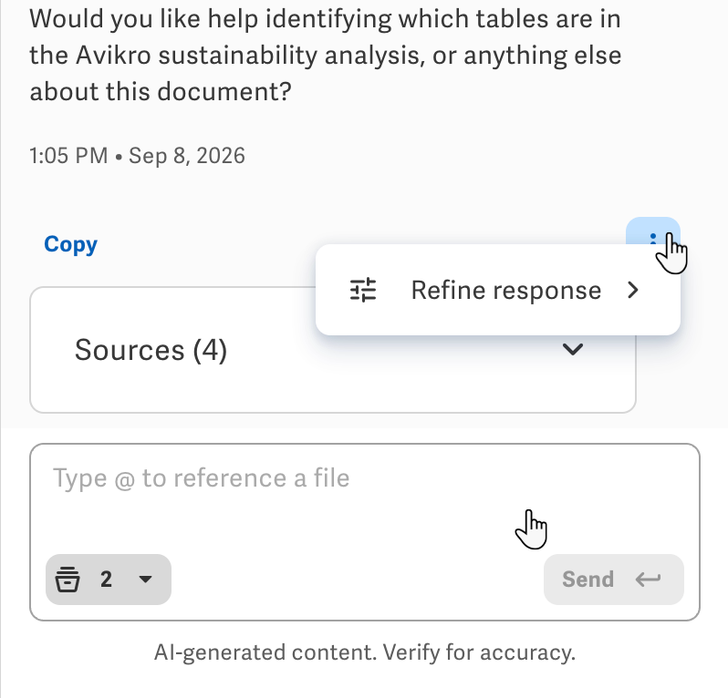 Refine options in the chat window menu