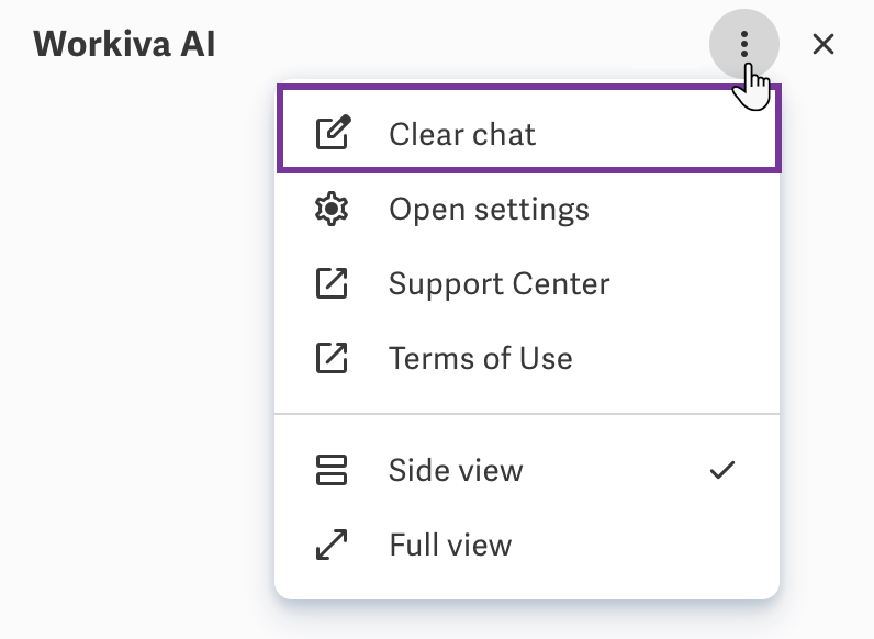 Chat menu with Clear chat selected