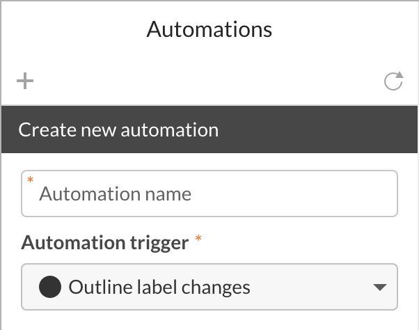 Outline label change trigger