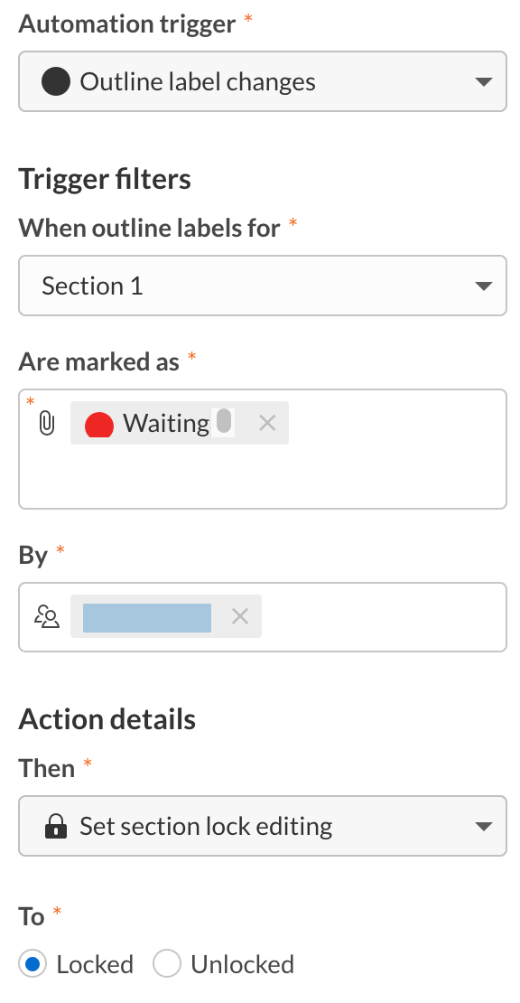 Automation that sets section lock editing to locked