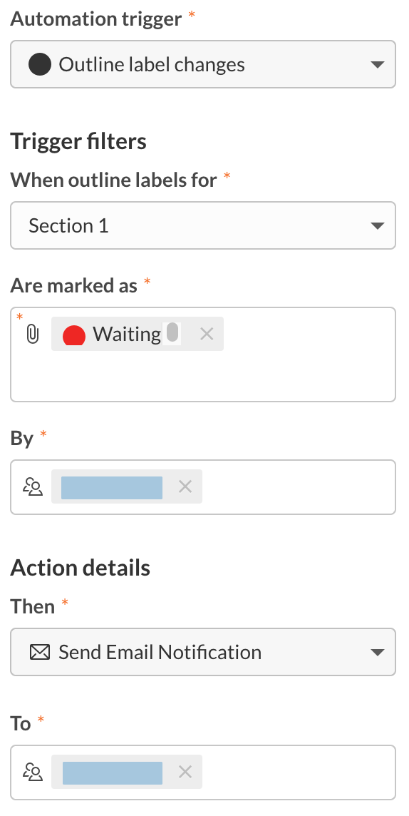 Automation that sends an email notification