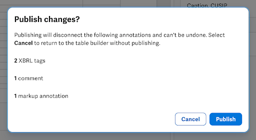 Example of warning dialog for disconnected annotations
