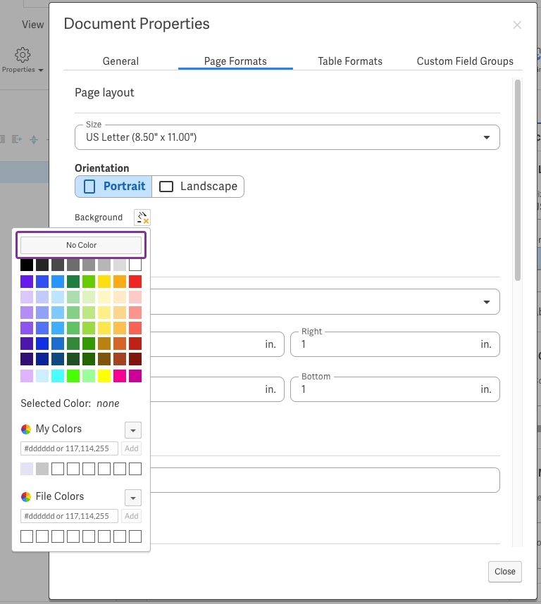 Select No Color from the color palette