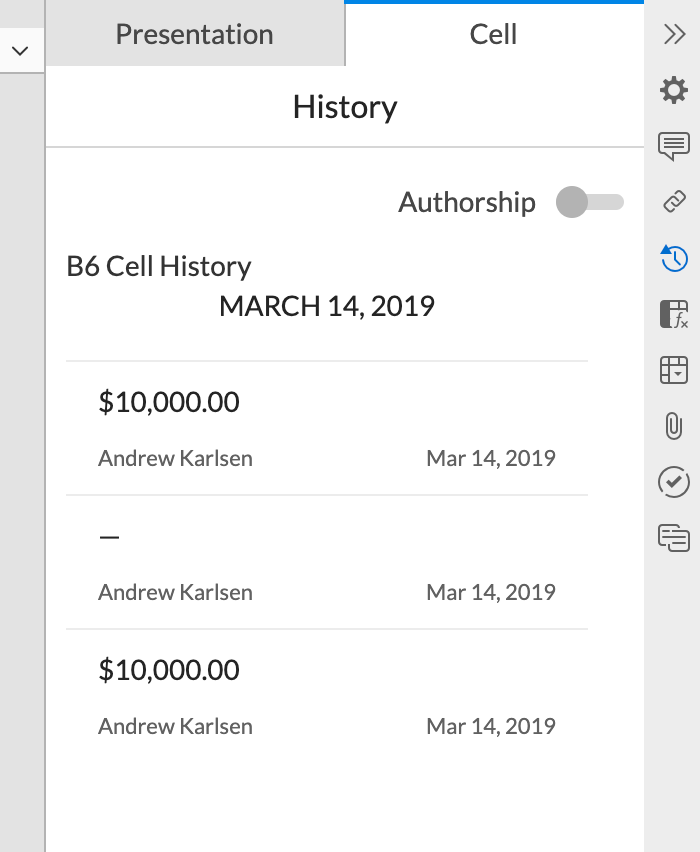 the cell tab of the history panel