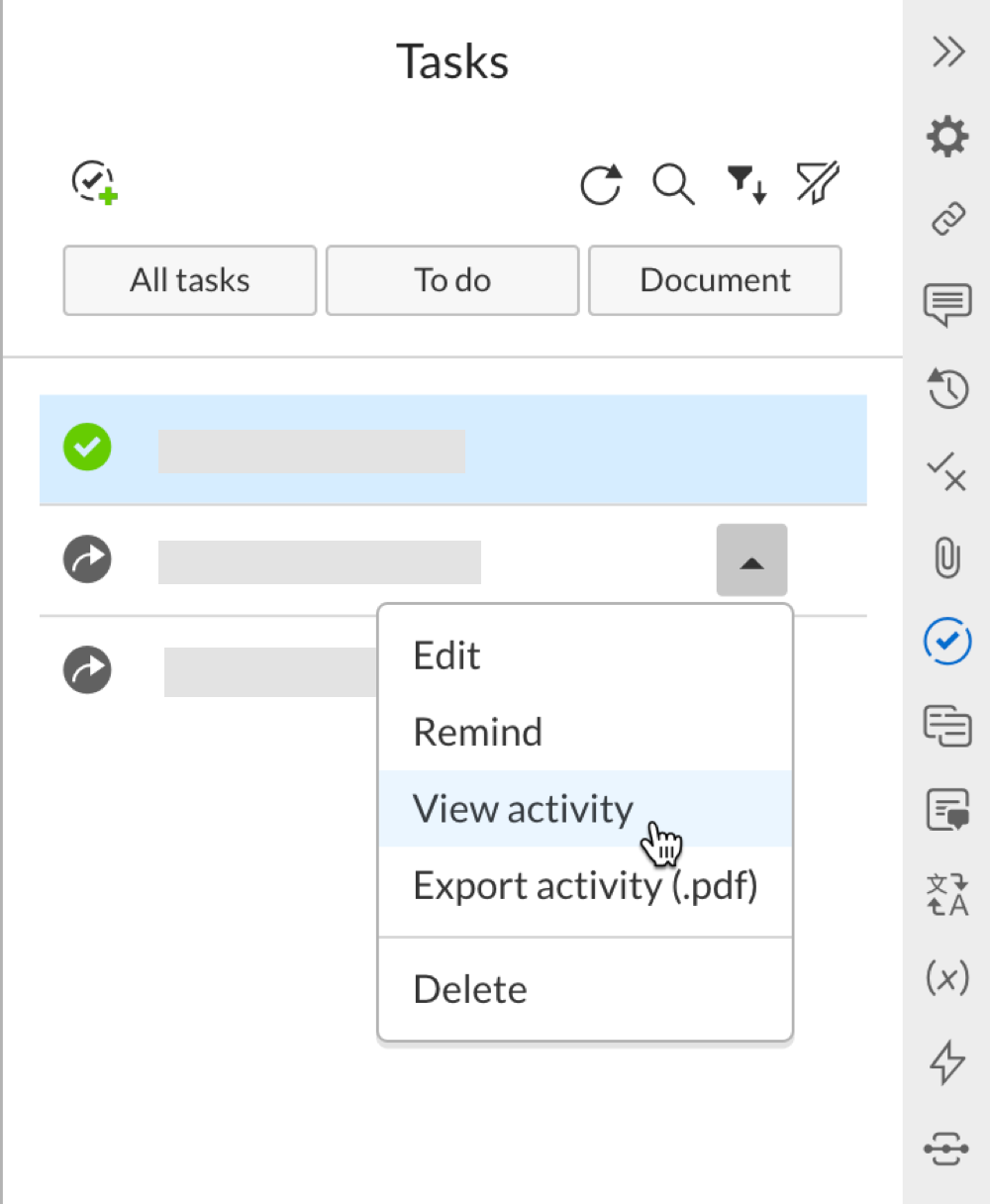 Select View activity from the drop-down options