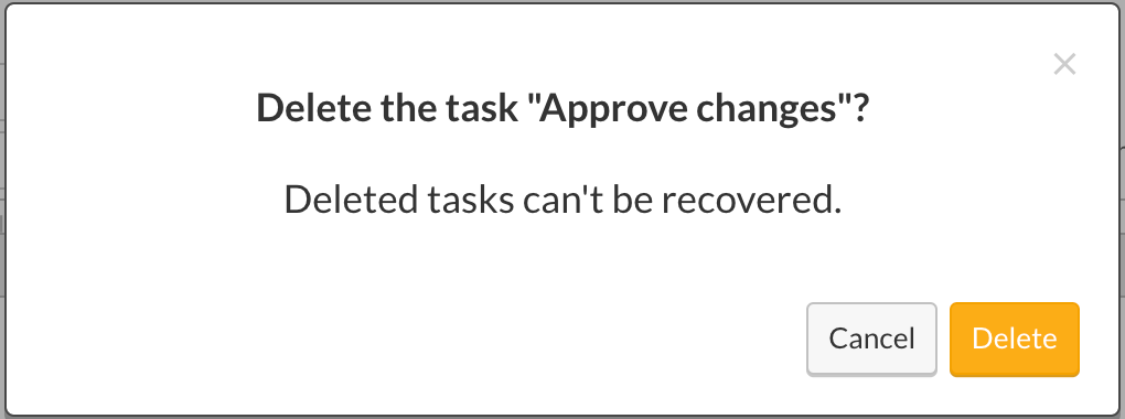 Confirm that you want to delete the task