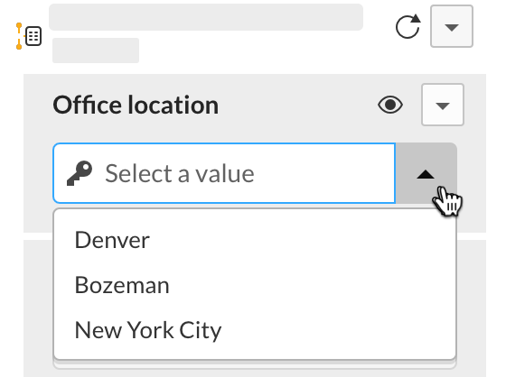 Expand the dropdown of values for the key and select the value to use