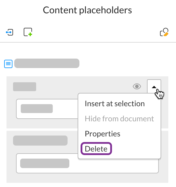 Expand the dropdown for the individual placeholder and select Delete